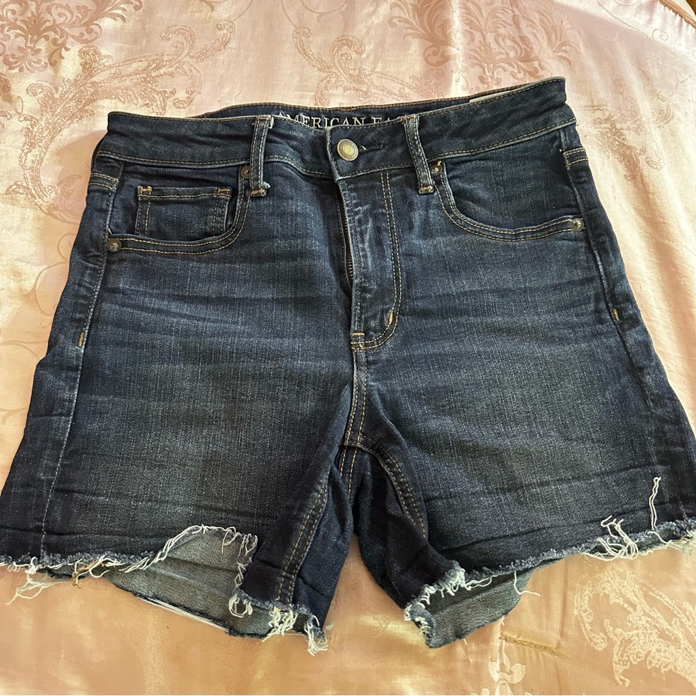 American Eagle Outfitters Blue Jean Shorts High-Waisted Cut-Off